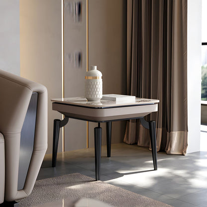 Table d'appoint en métal et pierre style moderniste