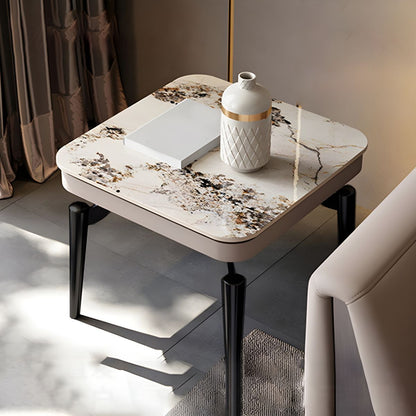 Table d'appoint en métal et pierre style moderniste