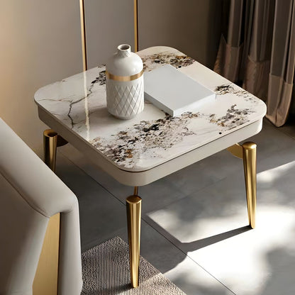 Table d'appoint en métal et pierre style moderniste