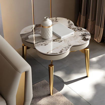 Table d'appoint en métal et pierre style moderniste