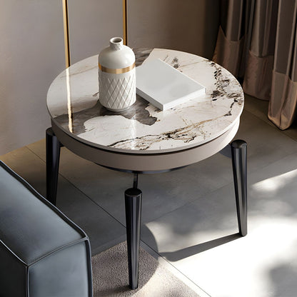 Table d'appoint en métal et pierre style moderniste