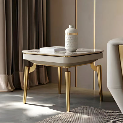 Table d'appoint en métal et pierre style moderniste