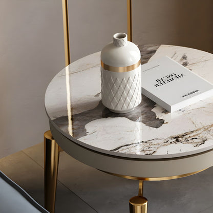 Table d'appoint en métal et pierre style moderniste