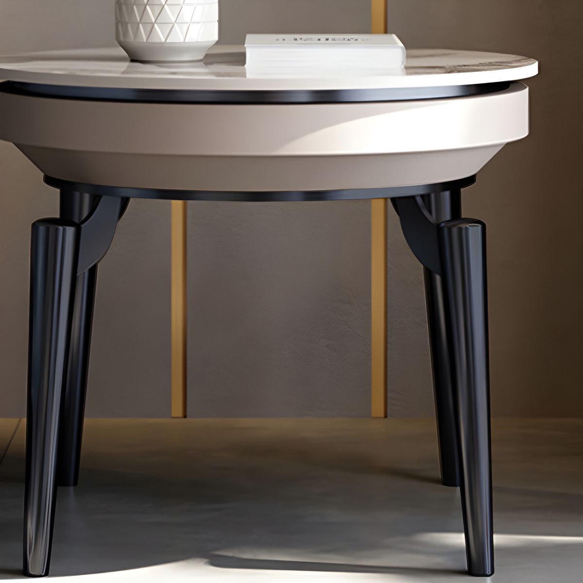 Table d'appoint en métal et pierre style moderniste