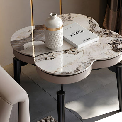 Table d'appoint en métal et pierre style moderniste