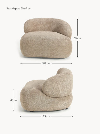 Fauteuil lounge en peluche-bouclette Alba