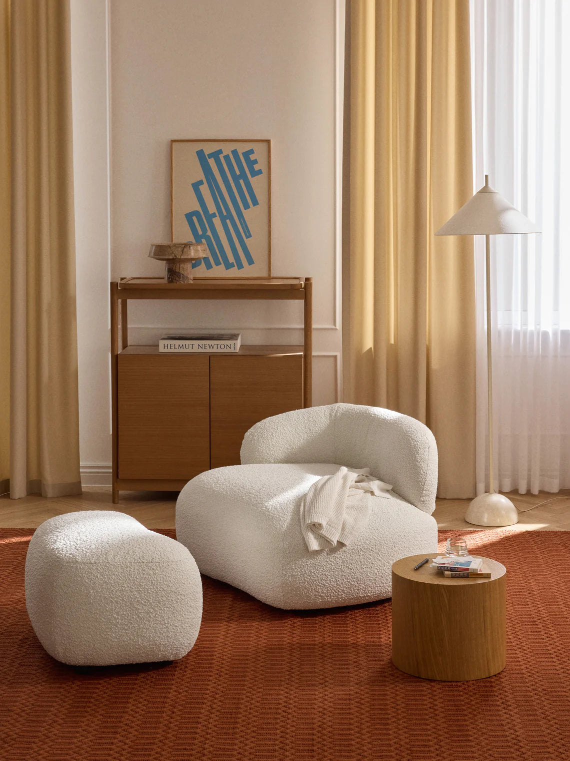 Fauteuil lounge en peluche-bouclette Alba