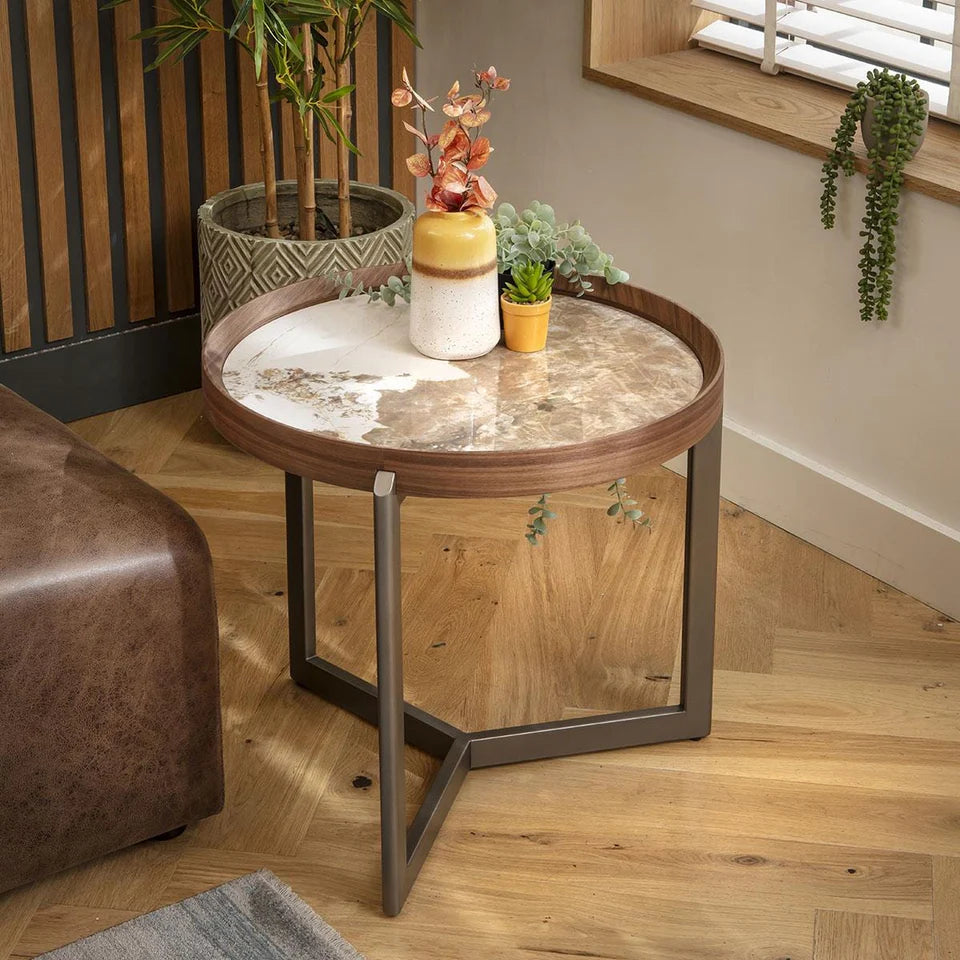 Table d'appoint ronde en céramique