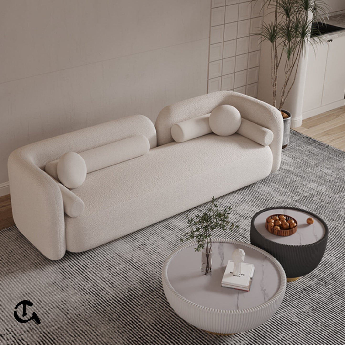 Canapé Curve Bouclé – Off WhiteDescription : Sublimez votre salon avec ce canapé moderne aux formes courbes et au tissu bouclé ultra-doux. (Copie)