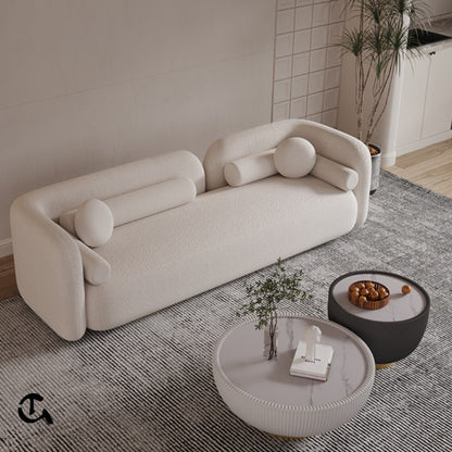 Canapé Curve Bouclé – Off WhiteDescription : Sublimez votre salon avec ce canapé moderne aux formes courbes et au tissu bouclé ultra-doux. (Copie)