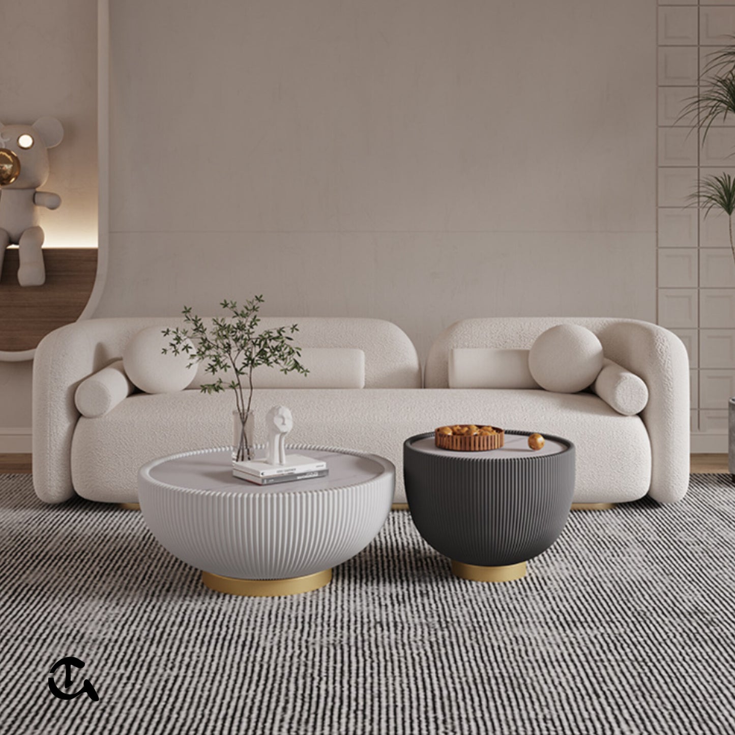 Canapé Curve Bouclé – Off WhiteDescription : Sublimez votre salon avec ce canapé moderne aux formes courbes et au tissu bouclé ultra-doux. (Copie)
