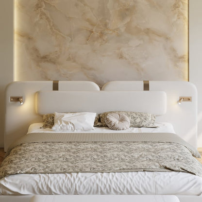 LIT DOUBLE EN TISSU AVEC LAMPE
COULEUR : BEIGE.
TÊTE DE LIT : TISSU AVEC LAMPE.
DIMENSIONS : 160X200 / 180X200 CM.