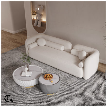 Canapé Curve Bouclé – Off WhiteDescription : Sublimez votre salon avec ce canapé moderne aux formes courbes et au tissu bouclé ultra-doux. (Copie)