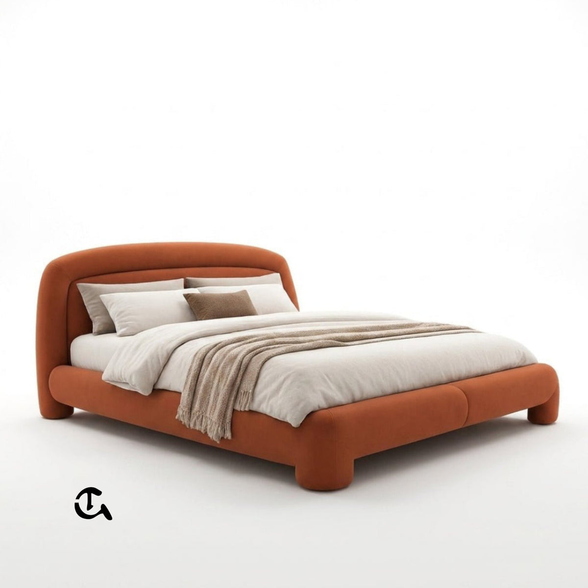 Le Cocon d'Ambre
Une chambre à coucher chaleureuse et raffinée, où la douceur du velours couleur terre cuite rencontre la naturalité du rotin et du bois clair. La lumière tamisée qui filtre à travers les rideaux en lin crée une atmosphère apaisante, idéa