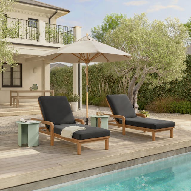 Chaise Longue de Jardin en Bois de Teck (avec Coussin)