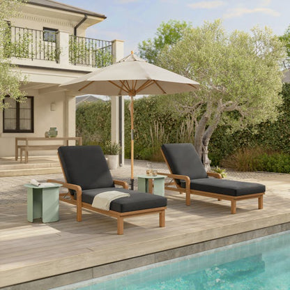 Chaise Longue de Jardin en Bois de Teck (avec Coussin)