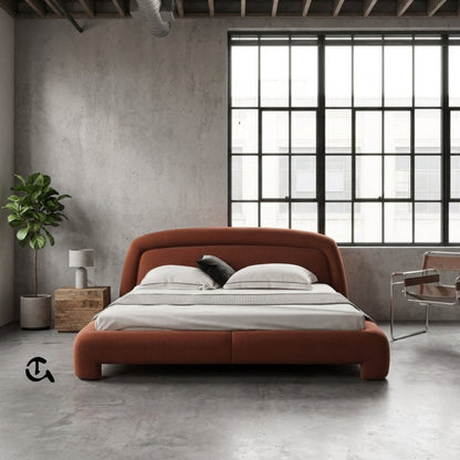 Le Cocon d'Ambre
Une chambre à coucher chaleureuse et raffinée, où la douceur du velours couleur terre cuite rencontre la naturalité du rotin et du bois clair. La lumière tamisée qui filtre à travers les rideaux en lin crée une atmosphère apaisante, idéa