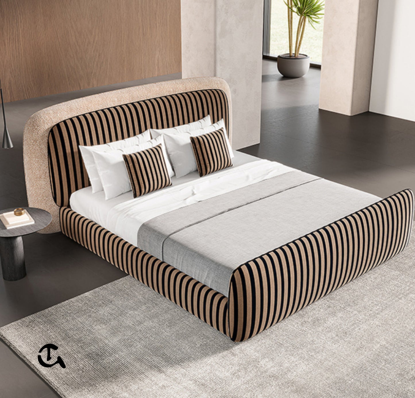 Lit Design Contemporain à Rayures