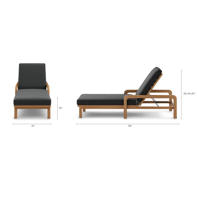 Chaise Longue de Jardin en Bois de Teck (avec Coussin)