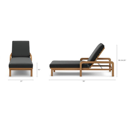 Chaise Longue de Jardin en Bois de Teck (avec Coussin)